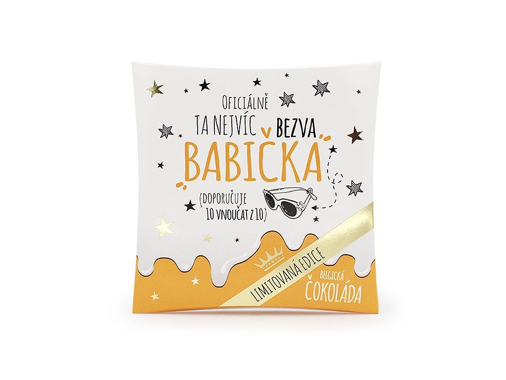 Mléčná čokoláda v dárkovém balení Nejvíc bezva babička
