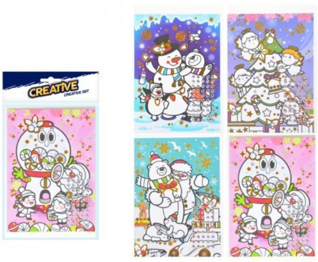 Kreativní set - vánoční přání s kamínky + obálka - 140 x 230 mm