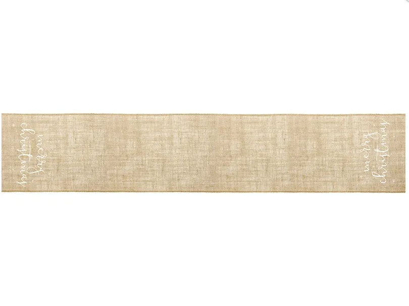 Jutový běhoun Veselé Vánoce, bílý, 50x250cm