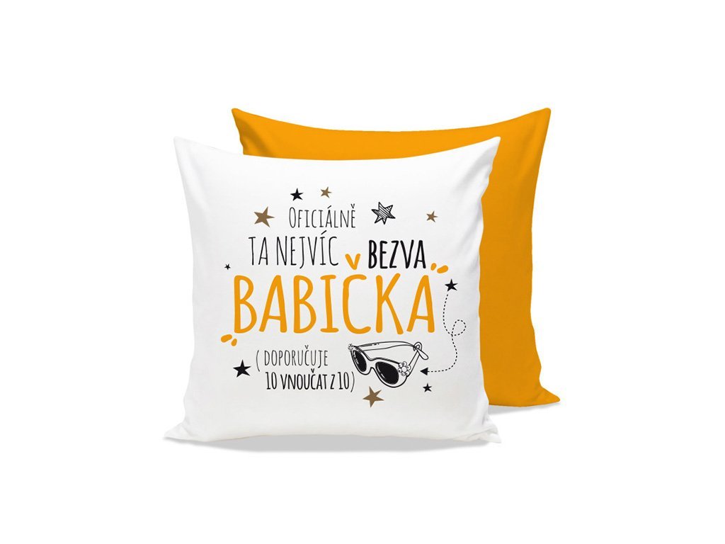 Polštář s potiskem Nejvíc bezva babička