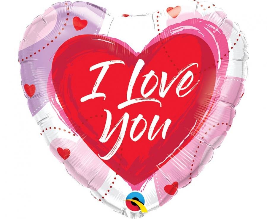Fóliový balónek "I Love You", kreslená srdce, 46 cm