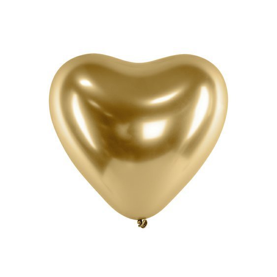Balónek metalický, zlaté srdce 30cm - 50 ks