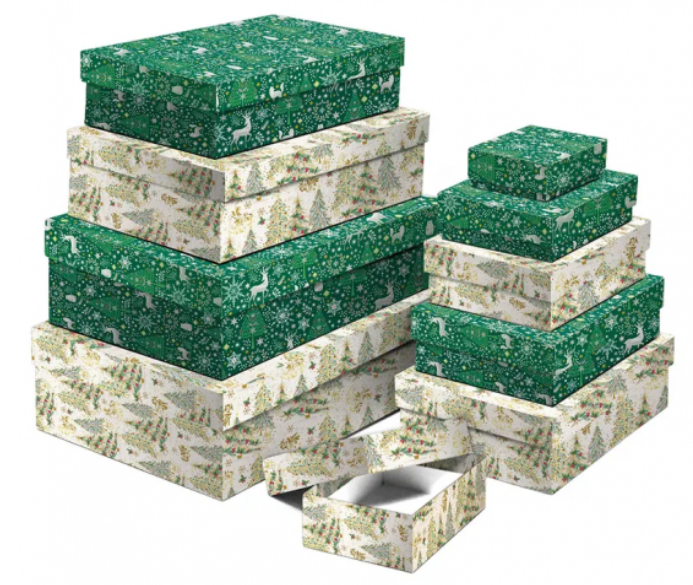 Dárková krabice vánoční - set - 22,4 x 14,4 x 6,3 cm;