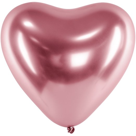 Balónek metalický, zlato růžové srdce 30cm - 50 ks